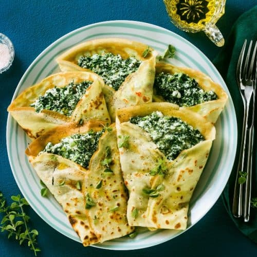 Super creamy spinach crepes with ricotta cheese