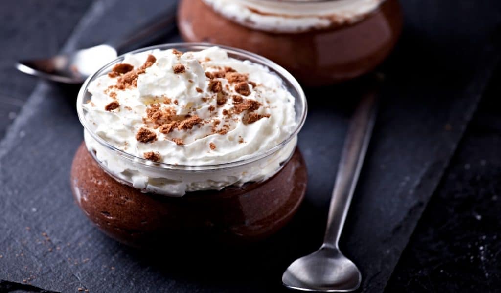 whipped cream topped mousse