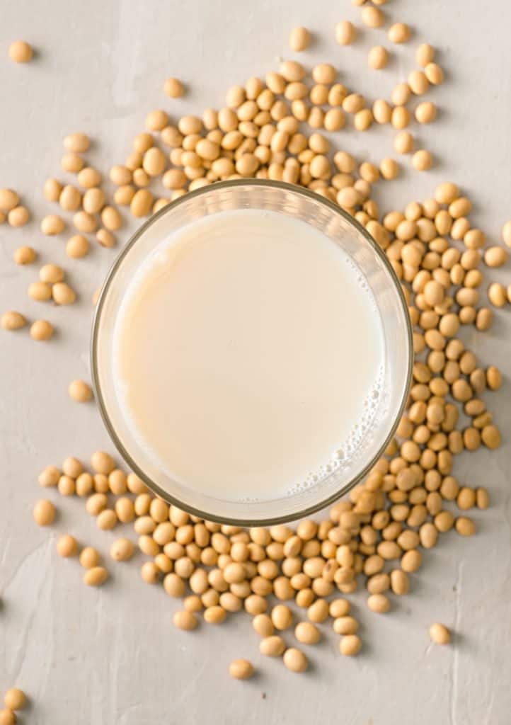 bowl of soy milk and soy beans